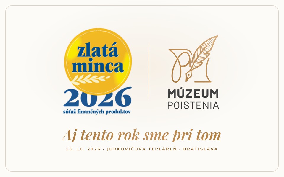 Logá Zlatej mince 2026 a Múzea poistenia s nápisom Aj tento rok sme pri tom